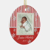 Erste Weihnachtsschneeflocken Rot Keramikornament (Rechts)