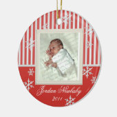 Erste Weihnachtsschneeflocken Rot Keramikornament (Links)