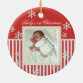 Erste Weihnachtsschneeflocken Rot Keramikornament (Hinten)