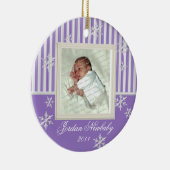 Erste Weihnachtsschneeflocken Violet Keramikornament (Rechts)