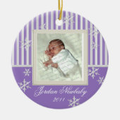 Erste Weihnachtsschneeflocken Violet Keramikornament (Vorne)