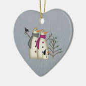 Erste Weihnachtsschneepapel und Hundeverzierung Keramik Ornament (Links)