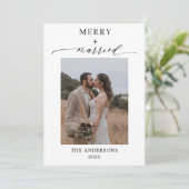 Erste Weihnachtsschrift 2 Fotos Hochzeit Weihnacht Dankeskarte (Stehend Vorderseite)