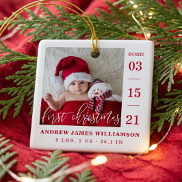 Erste Weihnachtsschrift Baby Birth Stats & Foto Keramikornament