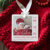 Erste Weihnachtsschrift Baby Birth Stats & Foto Ornament Aus Glas