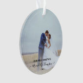 Erste Weihnachtsschrift Foto Signature Script Newl Ornament (Vorderseite)