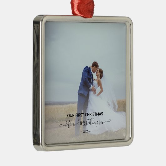 Erste Weihnachtsschrift Foto Signature Script Newl Ornament Aus Metall (Rechts)