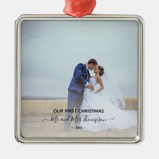 Erste Weihnachtsschrift Foto Signature Script Newl Ornament Aus Metall (Vorne)