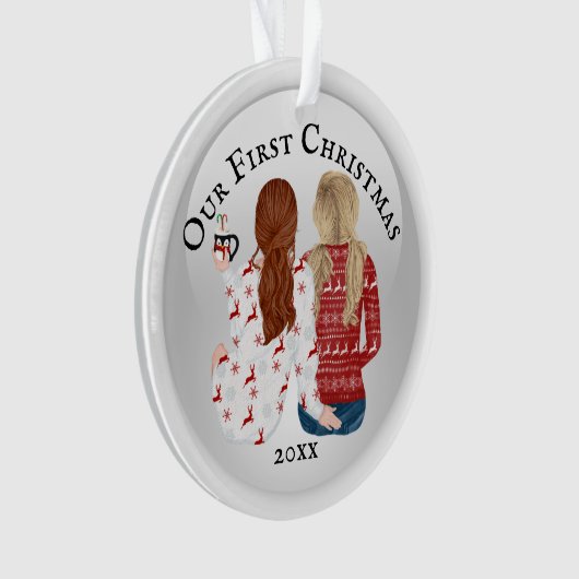 Erste Weihnachtsschwule Frau hässlich Pullover DIY Ornament (Vorderseite)