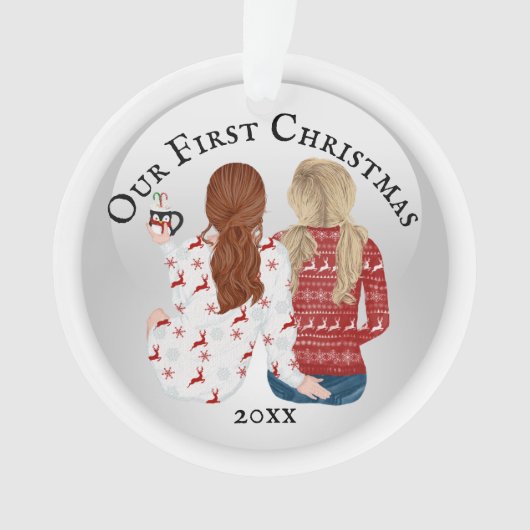 Erste Weihnachtsschwule Frau hässlich Pullover DIY Ornament (Vorderseite)