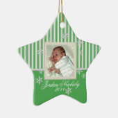 Erste Weihnachtsstern und Schneeflocken Grün Keramik Ornament (Rechts)