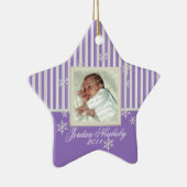 Erste Weihnachtsstern und Schneeflocken Lila Keramik Ornament (Rechts)