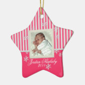 Erste Weihnachtsstern und Schneeflocken Rosa Keramik Ornament (Links)