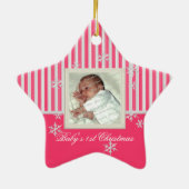 Erste Weihnachtsstern und Schneeflocken Rosa Keramik Ornament (Hinten)