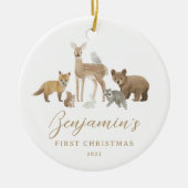 Erste Weihnachtstierstämme Keramik Ornament (Vorne)