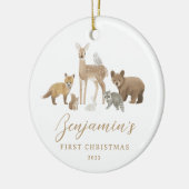 Erste Weihnachtstierstämme Keramik Ornament (Links)