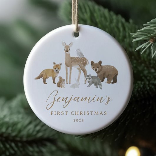 Erste Weihnachtstierstämme Keramik Ornament
