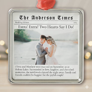 Erste WeihnachtsVerheiratet   Hochzeitsankündigung Ornament Aus Metall