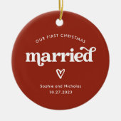 Erste WeihnachtsVerheiratet | Rot und Weiß mit Her Keramik Ornament (Vorne)