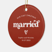 Erste WeihnachtsVerheiratet | Rot und Weiß mit Her Keramik Ornament (Links)