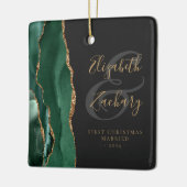 Erste WeihnachtsVerheiratete Emerald Agate Gold-Sc Keramikornament (Links)