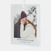 Erste WeihnachtsVerlobt | Foto für benutzerdefinie Ornament Aus Glas (Vorderseite links)