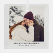 Erste WeihnachtsVerlobt | Foto für benutzerdefinie Ornament Aus Glas (Rückseite)