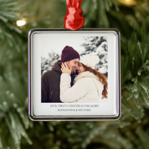 Erste WeihnachtsVerlobt Foto für benutzerdefinie Ornament Aus Metall