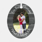 Erste WeihnachtsVerlobt Ornament Aus Metall (Rückseite)