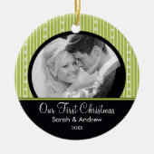 Erste Weihnachtsverzierungs-grüne u. schwarze Keramikornament (Vorne)