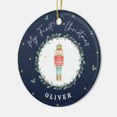 Erste Weihnachtswasserfarbe Nusscracker Marine bla Keramik Ornament (Links)