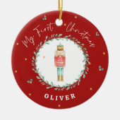 Erste Weihnachtswasserfarbe Nutcracker traditionel Keramik Ornament (Vorne)