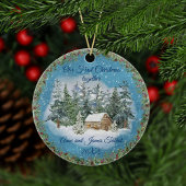 Erste Weihnachtswasserfarbe Winterlandschaft Keramik Ornament