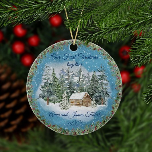 Erste Weihnachtswasserfarbe Winterlandschaft Keramik Ornament