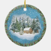Erste Weihnachtswasserfarbe Winterlandschaft Keramik Ornament (Hinten)