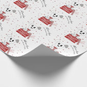 Erste WeihnachtsWelpe auf Geschenke (rot) Geschenkpapier (Ecke)