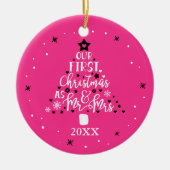 Erste Weihnachtswochen Jahr Rosa Keramik Ornament (Vorne)