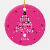 Erste Weihnachtswochen Jahr Rosa Keramik Ornament (Hinten)