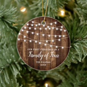 Erste Weihnachtszeit als Familie von 4 Personalisi Keramik Ornament