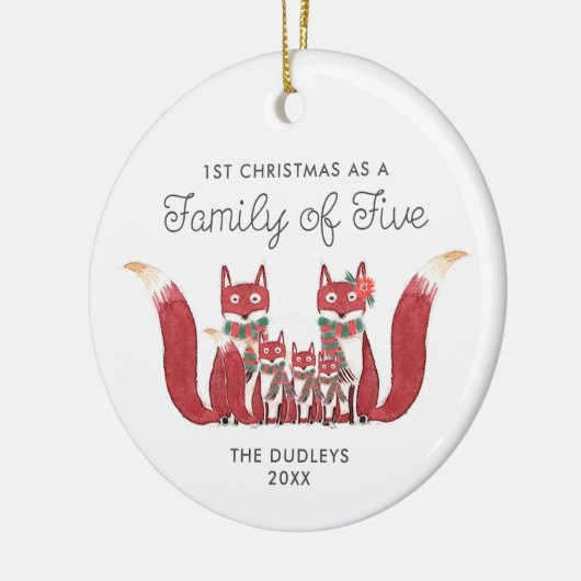Erste Weihnachtszeit als Familie von 5 Personalisi Keramik Ornament (Links)