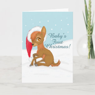 Erste Weihnachtszeit des Babys (Rentier) Feiertagskarte