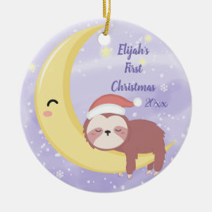 Erste Weihnachtszeit für Baby mit Sloth und Mond Keramik Ornament