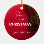 Erste Weihnachtszeit Heilige Berries Name Personal Keramik Ornament (Vorne)