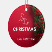 Erste Weihnachtszeit Heilige Berries Name Personal Keramik Ornament (Links)
