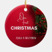 Erste Weihnachtszeit Heilige Berries Name Personal Keramik Ornament (Hinten)