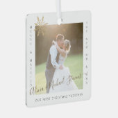 Erste Weihnachtszeit Mr. and Mrs. verheirateten Pa Ornament Aus Metall (Vorderseite Rechts)