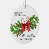 Erste Weihnachtszeit Mr. & Mrs Candy Cane Floral F Keramik Ornament (Rechts)