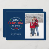 Erste Weihnachtszeit Mr. & Mrs. Circle 1 Foto | Feiertagskarte (Vorne/Hinten)