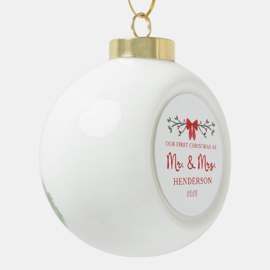Erste Weihnachtszeit Mr. & Mrs. Custom Neu Keramik Kugel-Ornament (Links)