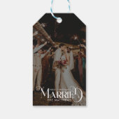 Erste Weihnachtszeit Verheiratete Minimal Typograf Geschenkanhänger (Rückseite)